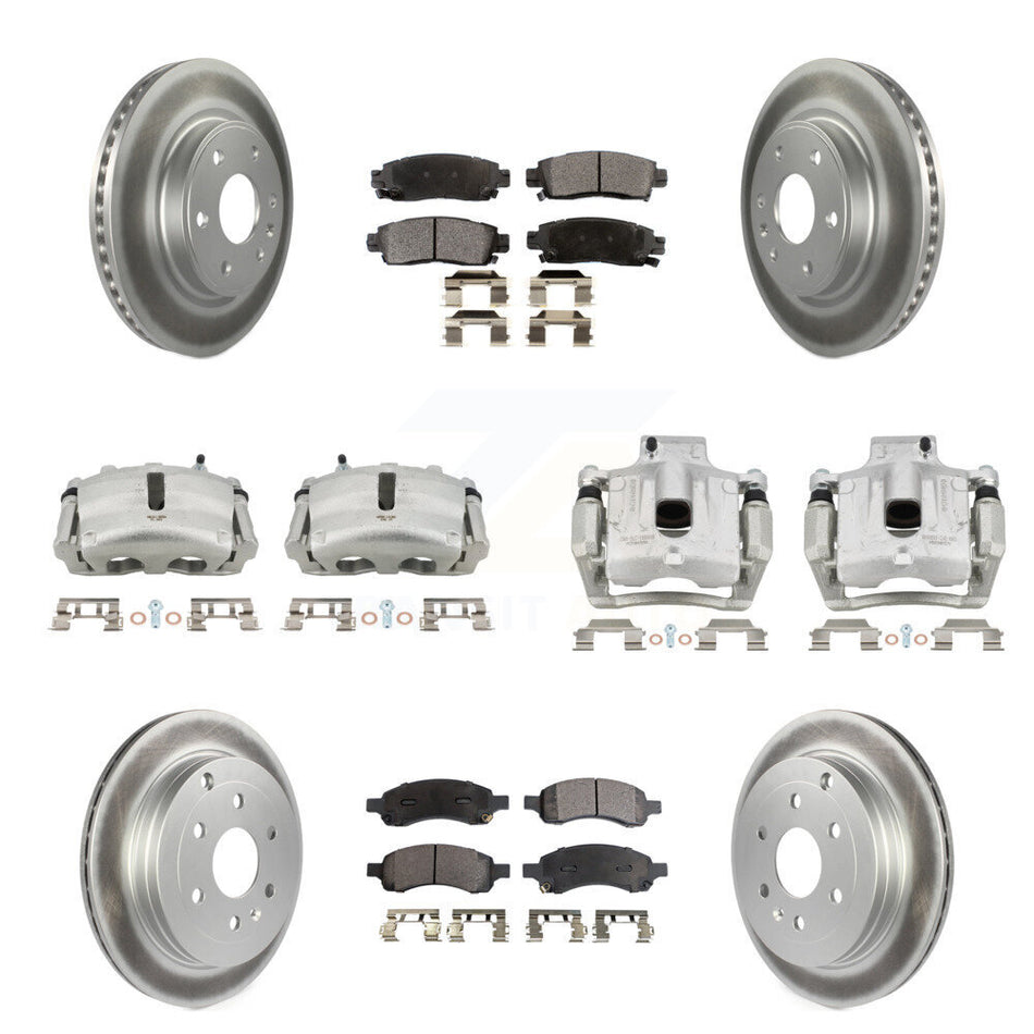 Front Rear Brake Caliper Coat Rotors & Semi-Metallic Pad Kit (10Pc) For GMC Acadia Buick KCG-101010P