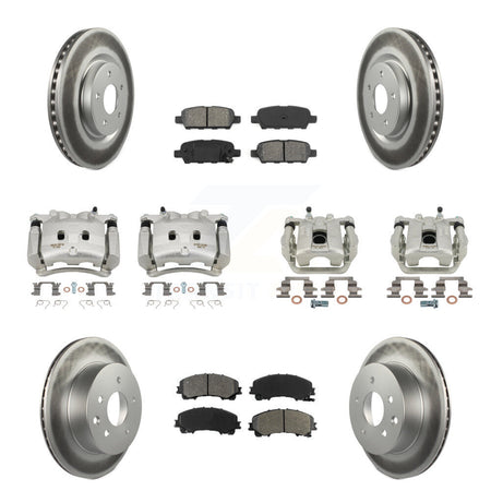 Front Rear Disc Brake Caliper Coat Rotor & Semi-Metallic Pad Kit (10Pc) For Nissan Rogue KCG-101010S