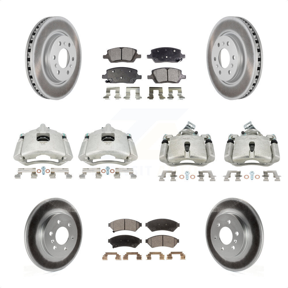 Front Rear Disc Brake Caliper Coated Rotors And Semi-Metallic Pads Kit (10Pc) For Chevrolet Uplander Buick Terraza Pontiac Montana Saturn Relay KCG-101011P by Transit Auto