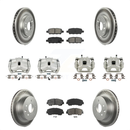 Front Rear Disc Brake Caliper Coated Rotors And Semi-Metallic Pads Kit (10Pc) For Nissan Rogue Sport KCG-101011S by Transit Auto