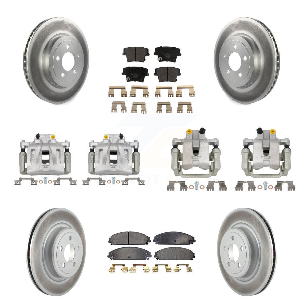 Front Rear Brake Caliper Coat Rotor & Ceramic Pad Kit (10Pc) For 2011 Dodge Charger 3.6L KCG-101011T