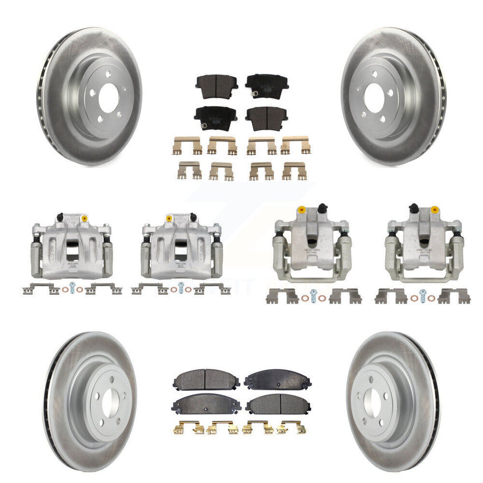 Front Rear Brake Caliper Coat Rotor & Ceramic Pad Kit (10Pc) For 2011 Dodge Charger 3.6L KCG-101011T