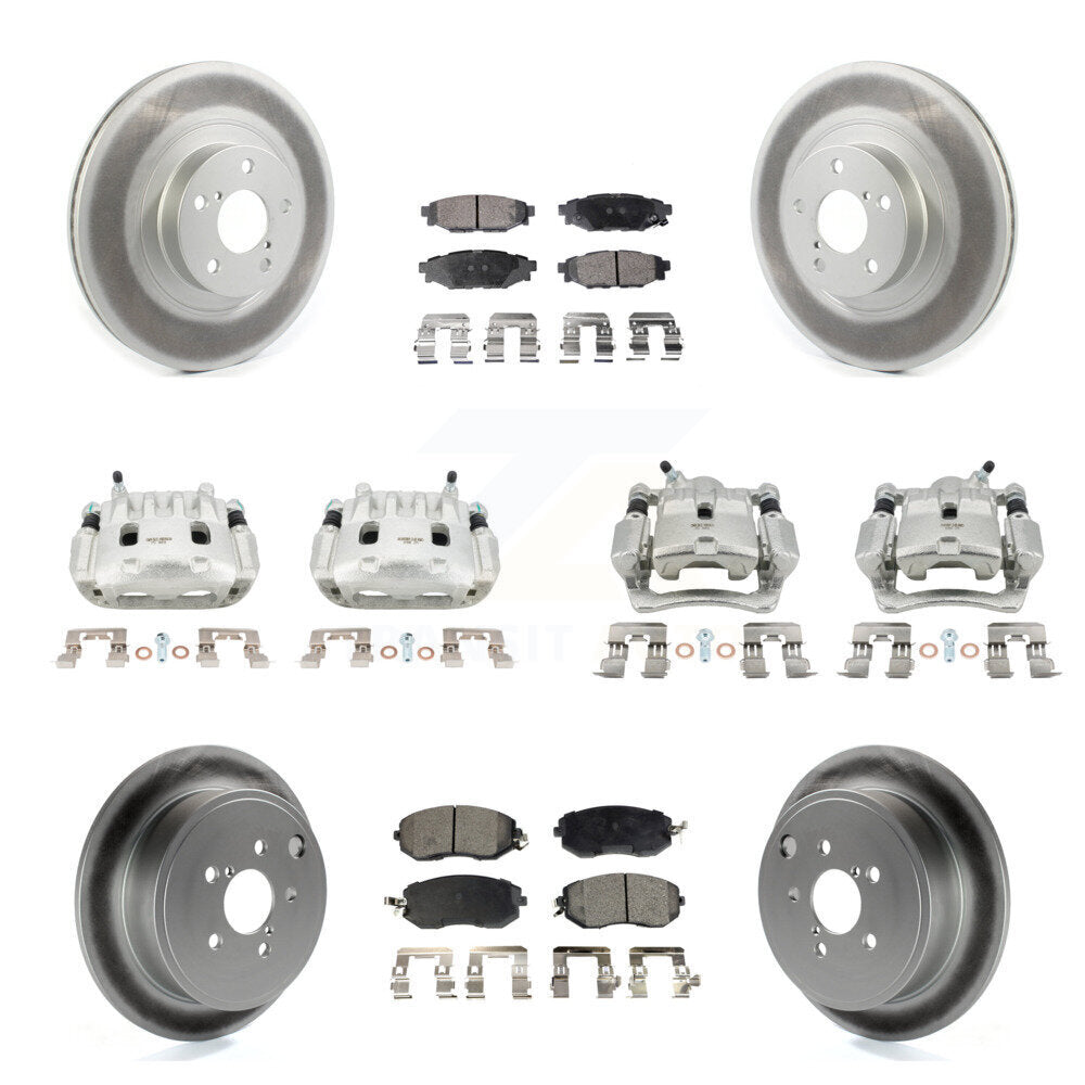 Front Rear Brake Caliper Coat Rotor & Ceramic Pad Kit (10Pc) For Subaru Impreza Forester KCG-101012T
