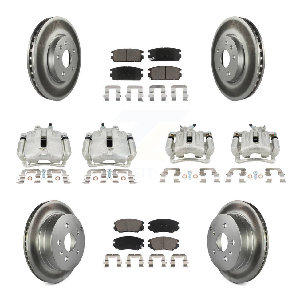 Front Rear Brake Caliper Coat Rotor And Ceramic Pad Kit (10Pc) For Chevrolet Equinox GMC KCG-101013C