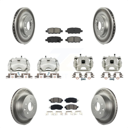 Front Rear Disc Brake Caliper Coated Rotors And Semi-Metallic Pads Kit (10Pc) For Nissan LEAF KCG-101013S by Transit Auto