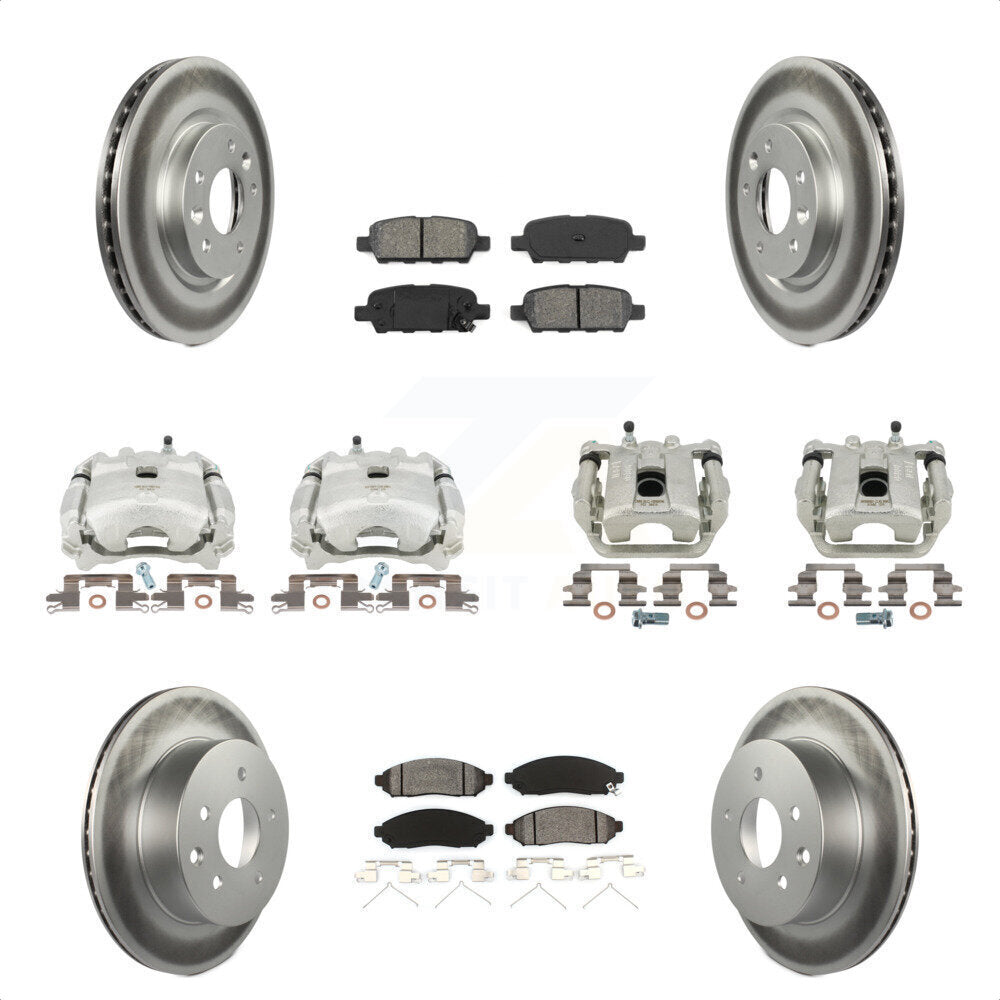 Front Rear Disc Brake Caliper Coated Rotors And Semi-Metallic Pads Kit (10Pc) For 2015 Nissan LEAF Vehicles Manufactured In Japan KCG-101014S by Transit Auto