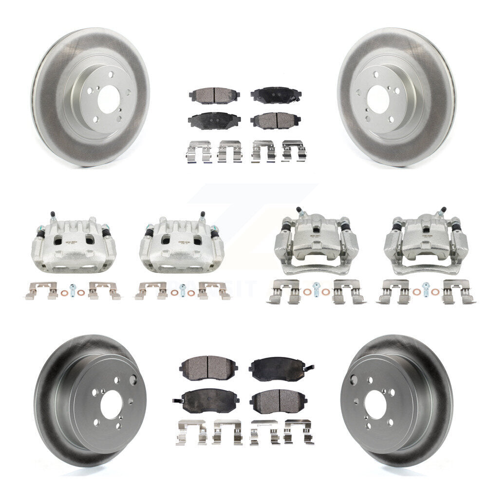 Front Rear Brake Caliper Coat Rotor & Ceramic Pad Kit (10Pc) For Subaru Impreza Forester KCG-101014T
