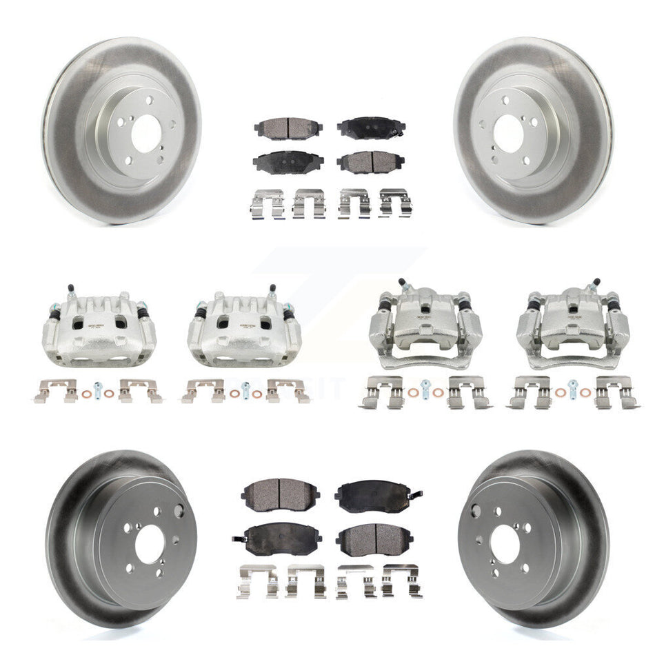 Front Rear Brake Caliper Coat Rotor & Ceramic Pad Kit (10Pc) For Subaru Impreza Forester KCG-101014T