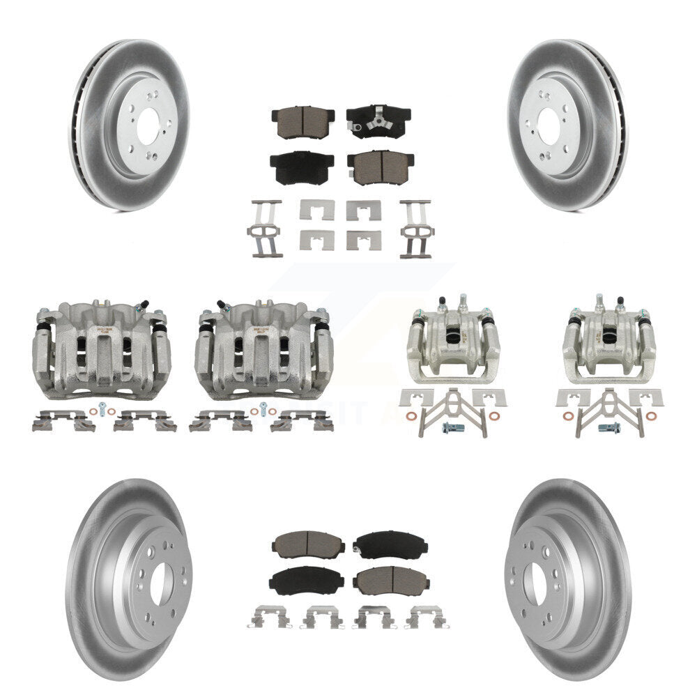 Front Rear Brake Caliper Coat Rotors & Ceramic Pad Kit (10Pc) For Honda Accord Crosstour KCG-101015C