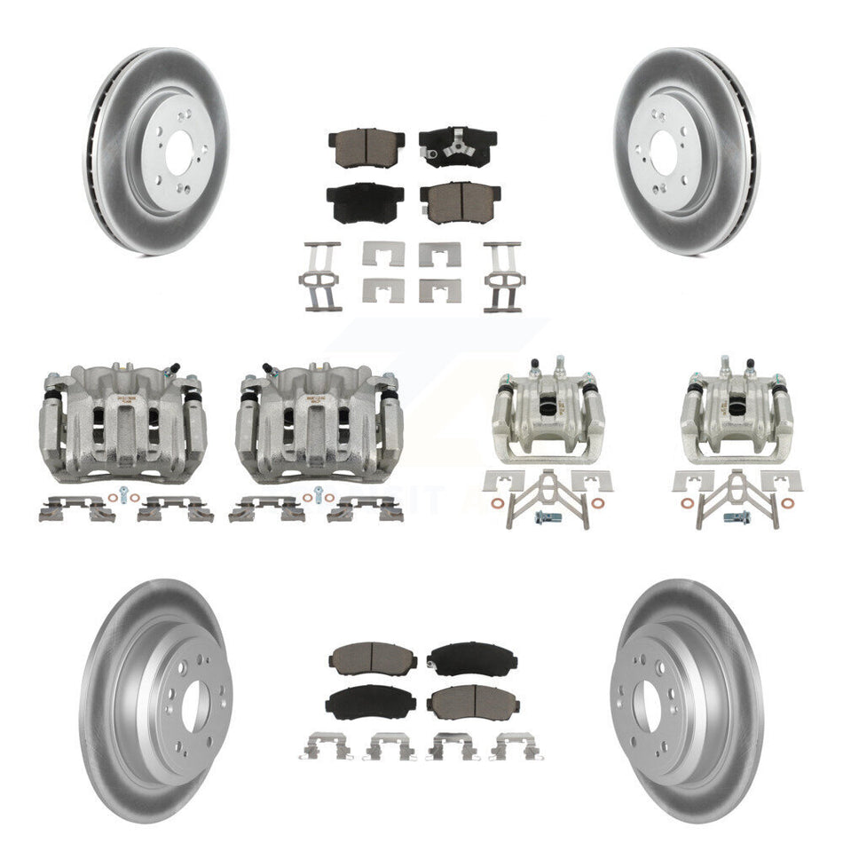 Front Rear Brake Caliper Coat Rotors & Ceramic Pad Kit (10Pc) For Honda Accord Crosstour KCG-101015C