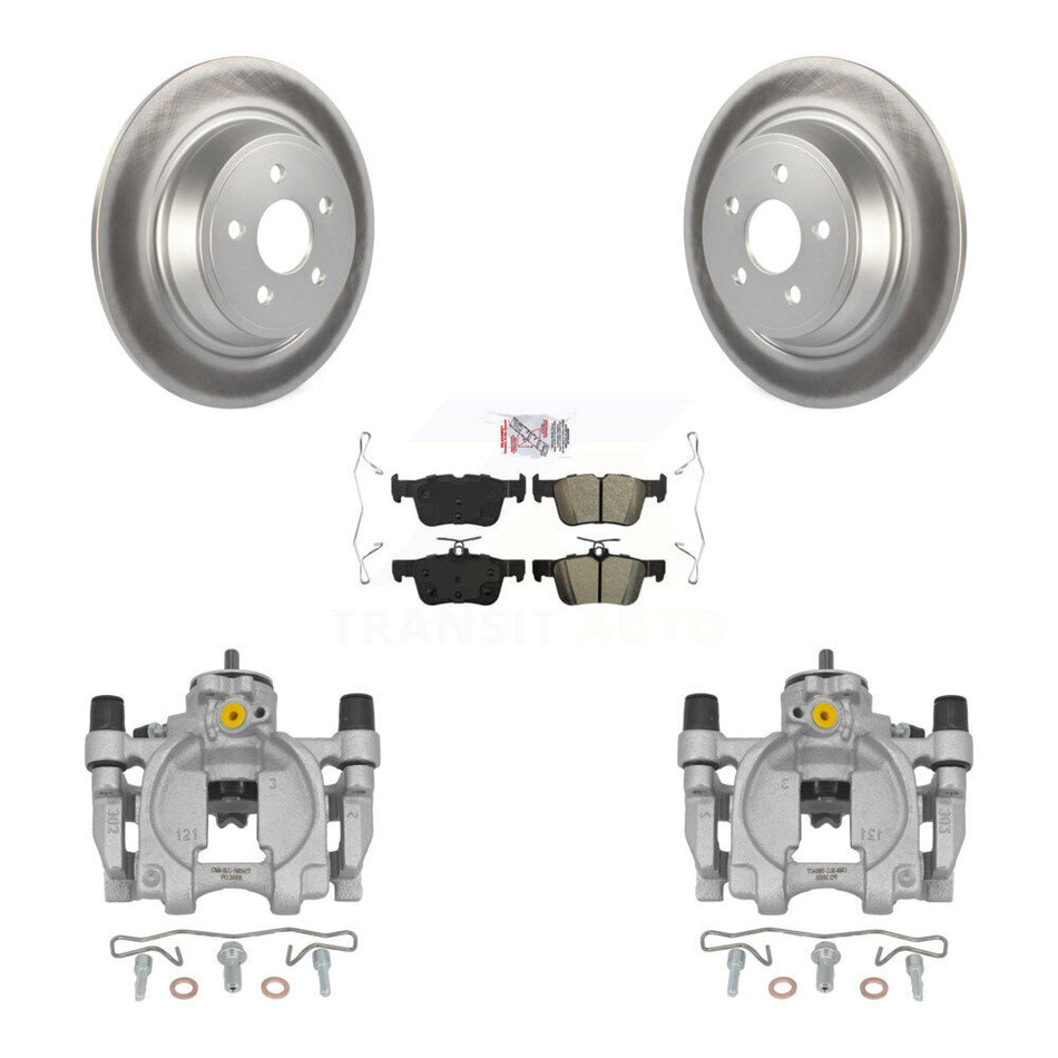 Rear Disc Brake Caliper Coat Rotor Semi-Metallic Pad Kit For Ford Fusion Lincoln MKZ SSV KCG-101015N