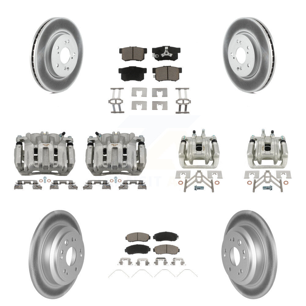 Front Rear Brake Caliper Coat Rotors & Ceramic Pad Kit (10Pc) For Honda Accord Crosstour KCG-101016C