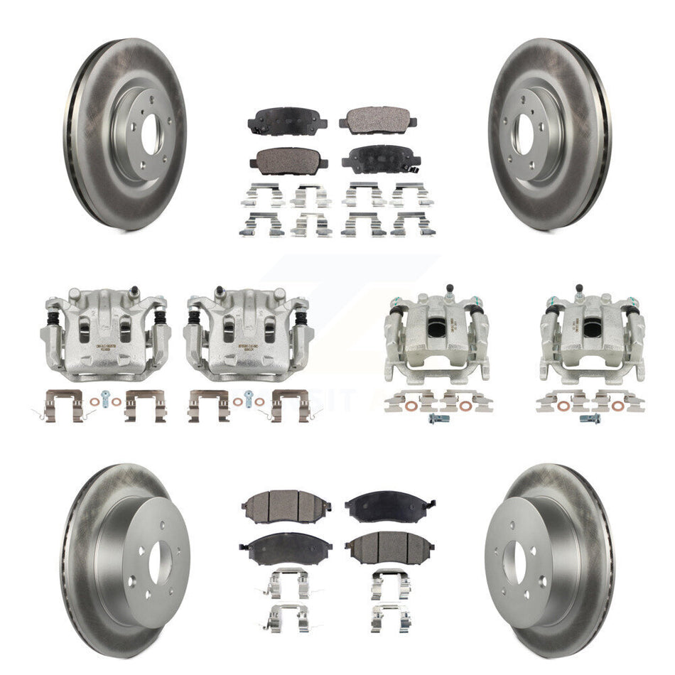 Front Rear Brake Caliper Coat Rotors & Ceramic Pad Kit (10Pc) For Nissan Murano INFINITI KCG-101016T