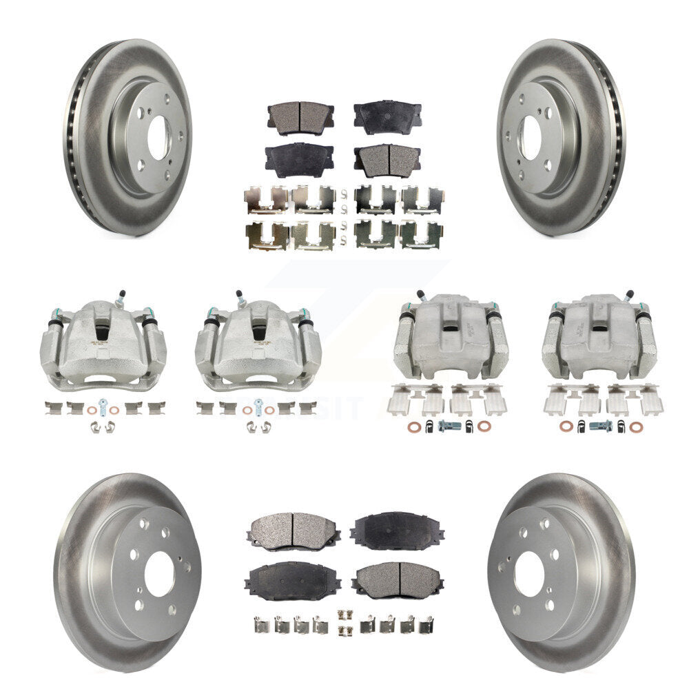 Front Rear Disc Brake Caliper Coat Rotor Semi-Metallic Pad Kit (10Pc) For Toyota RAV4 LE KCG-101017P