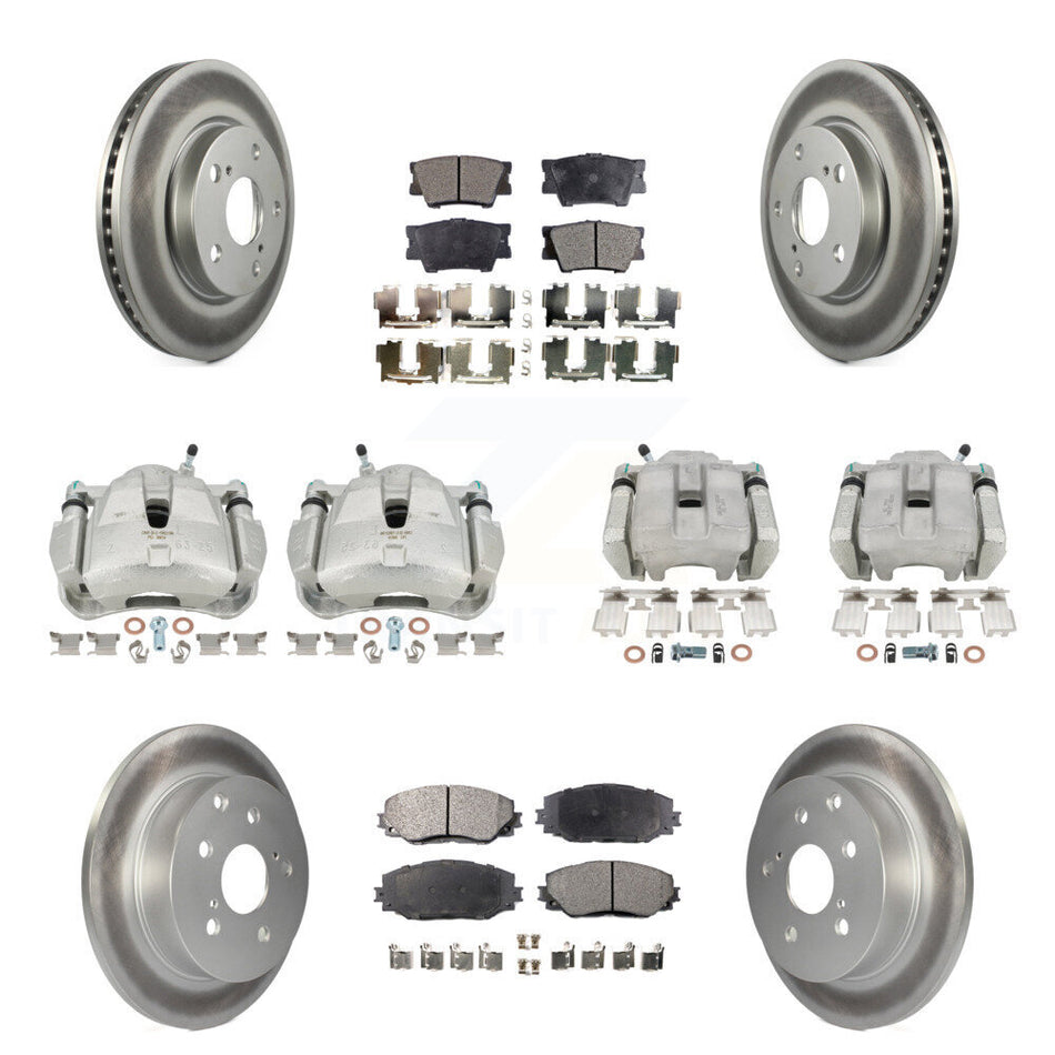 Front Rear Disc Brake Caliper Coat Rotor Semi-Metallic Pad Kit (10Pc) For Toyota RAV4 LE KCG-101018P