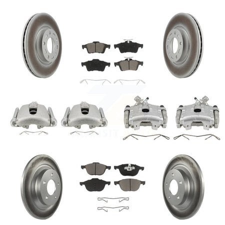 Front Rear Disc Brake Caliper Coated Rotors And Ceramic Pads Kit (10Pc) For Mazda 5 KCG-101019C