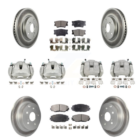 Front Rear Disc Brake Caliper Coat Rotor Semi-Metallic Pad Kit (10Pc) For Toyota RAV4 LE KCG-101019P