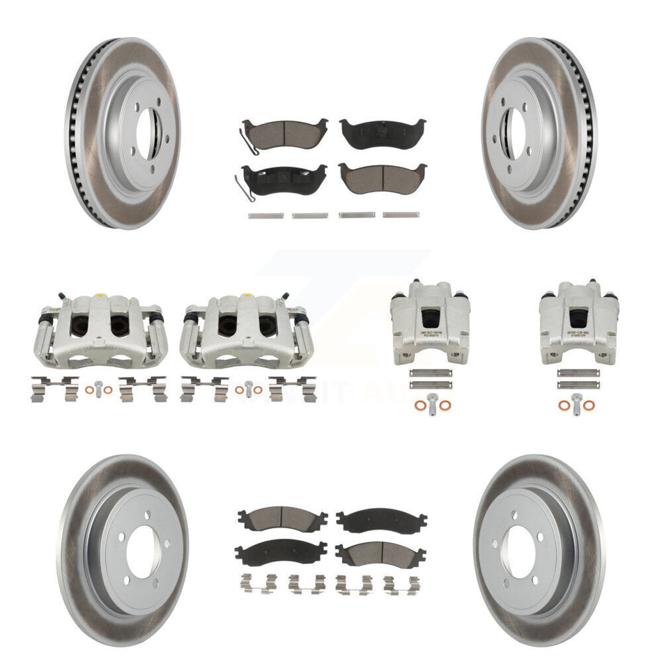 Front Rear Brake Caliper Coat Rotors Ceramic Pad Kit (10Pc) For Ford Explorer Sport Trac KCG-101021C
