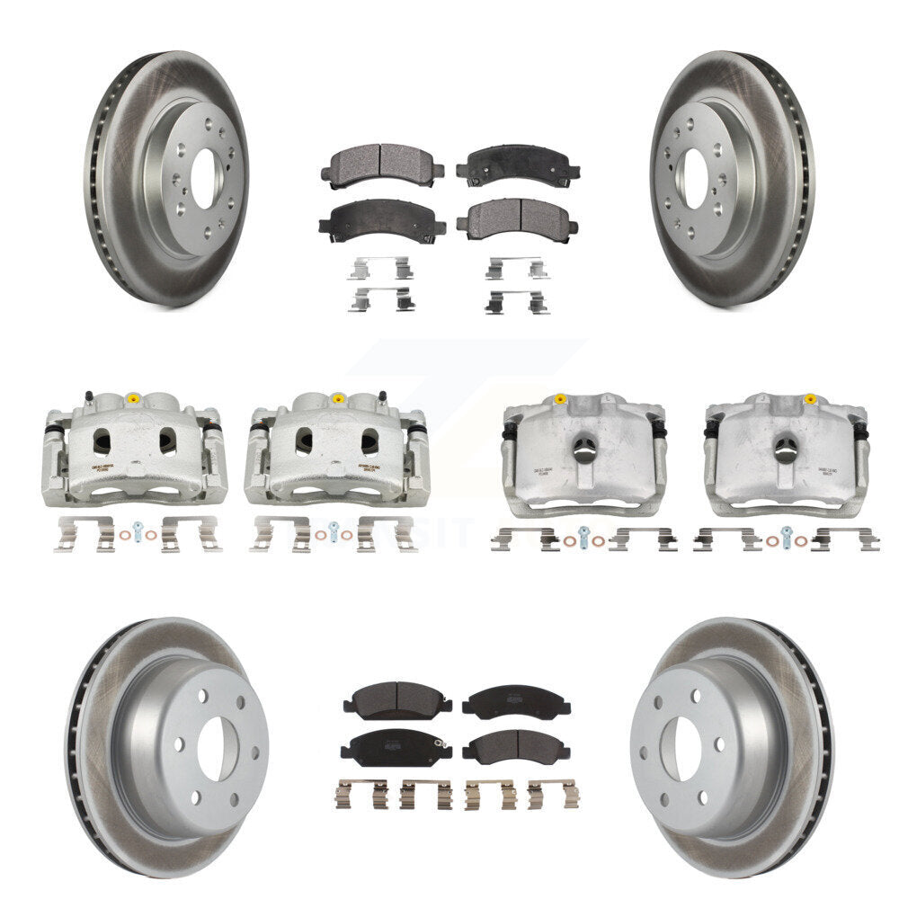 Front Rear Brake Caliper Coat Rotor & Semi-Metallic Pad Kit (10Pc) For Chevrolet Express KCG-101021P