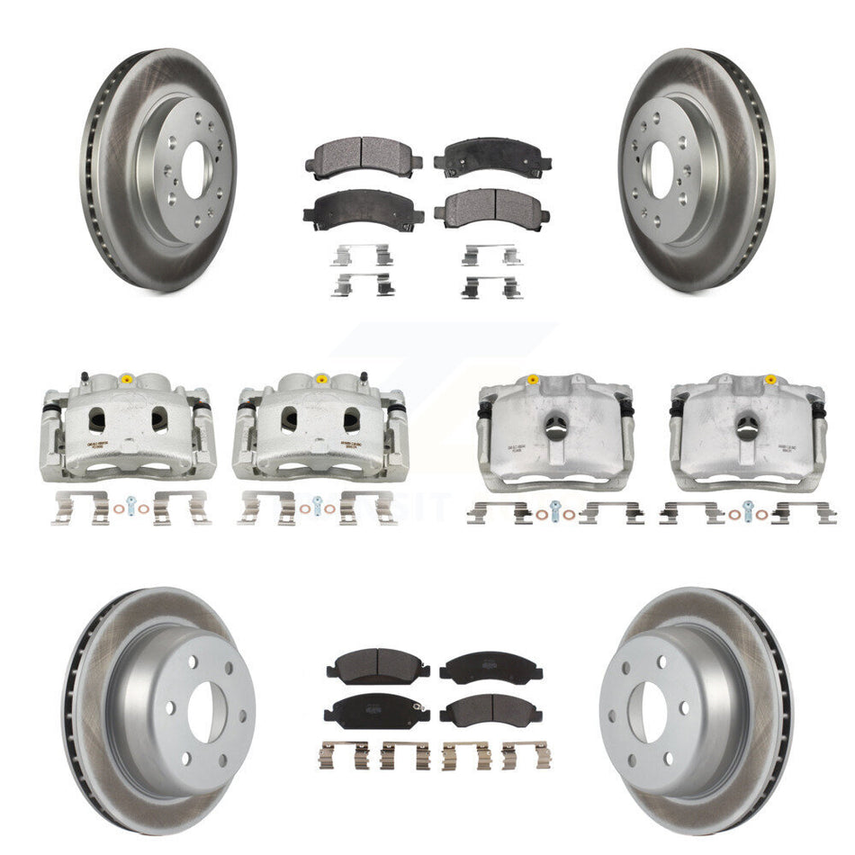 Front Rear Brake Caliper Coat Rotor & Semi-Metallic Pad Kit (10Pc) For Chevrolet Express KCG-101021P