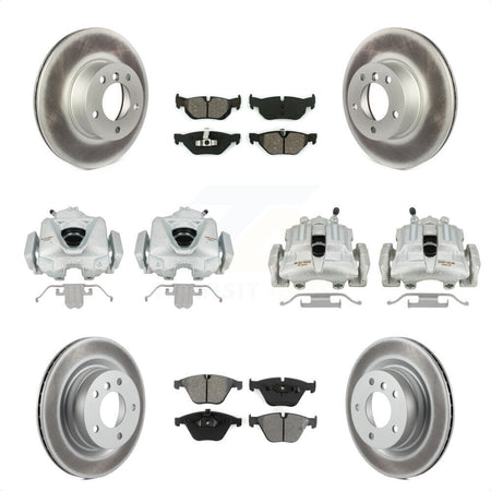 Front Rear Disc Brake Caliper Coated Rotors And Semi-Metallic Pads Kit (10Pc) For BMW 328i 323i KCG-101021S by Transit Auto