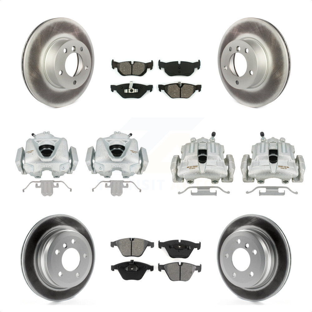 Front Rear Disc Brake Caliper Coated Rotors And Semi-Metallic Pads Kit (10Pc) For BMW 328i xDrive X1 328xi KCG-101022S by Transit Auto