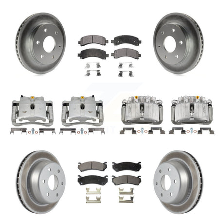 Front Rear Brake Caliper Coat Rotor Semi-Metallic Pad Kit (10Pc) For GMC Yukon Chevrolet KCG-101023P