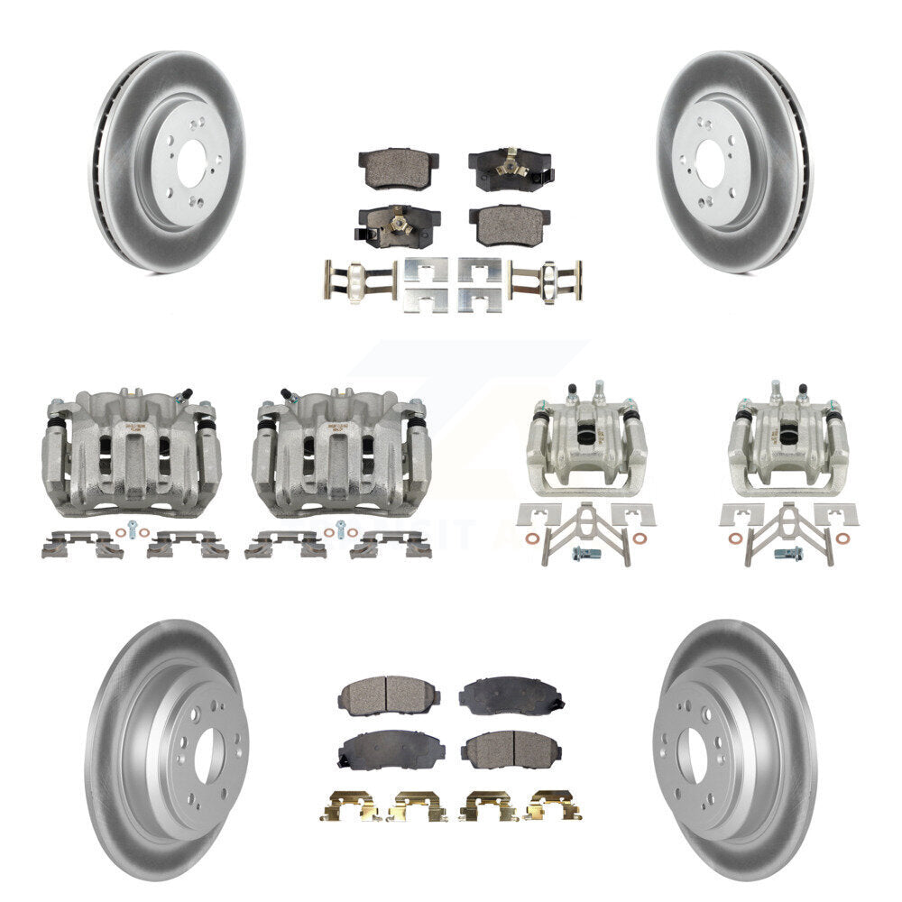 Front Rear Brake Caliper Coat Rotors & Ceramic Pad Kit (10Pc) For Honda Accord Crosstour KCG-101024T