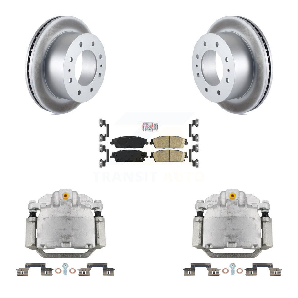 Rear Brake Caliper Coat Rotor & Ceramic Pad Kit For 2011 Chevrolet Silverado 1500 Hybrid KCG-101025N