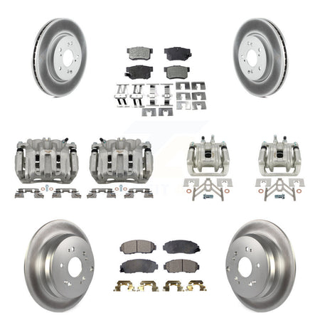 Front Rear Disc Brake Caliper Coat Rotors And Semi-Metallic Pad Kit (10Pc) For Acura RDX KCG-101025P