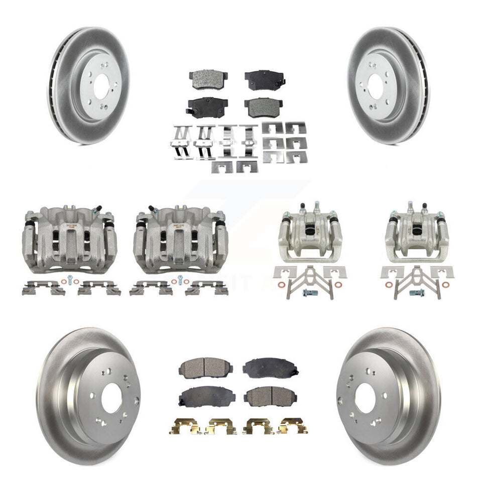 Front Rear Disc Brake Caliper Coat Rotors And Semi-Metallic Pad Kit (10Pc) For Acura RDX KCG-101025P