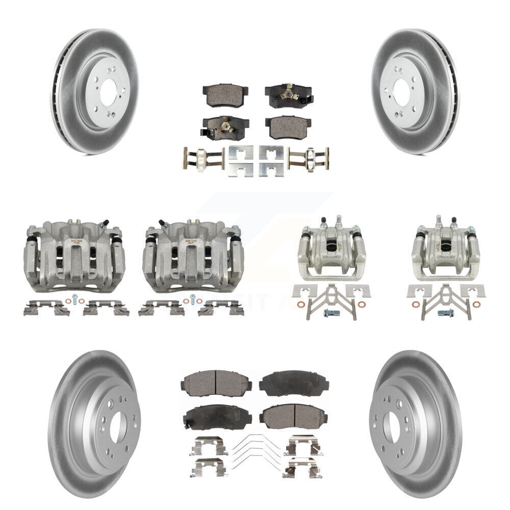 Front Rear Brake Caliper Coat Rotors & Ceramic Pad Kit (10Pc) For Honda Accord Crosstour KCG-101025T