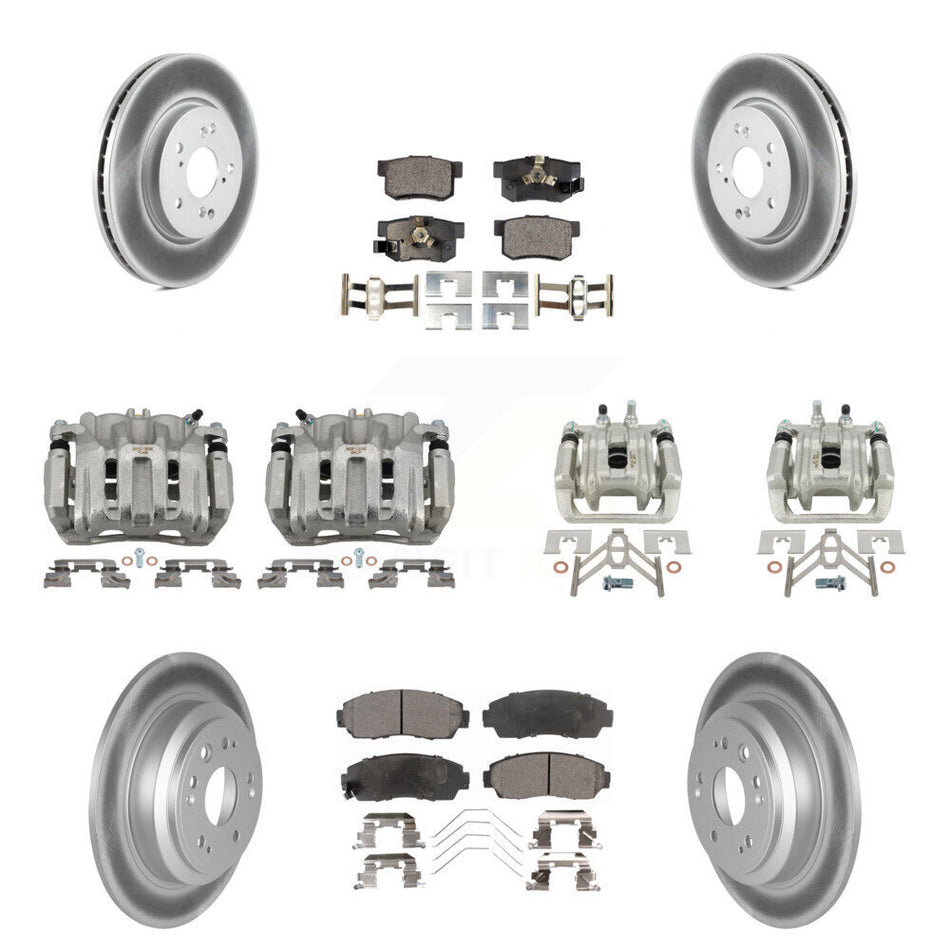 Front Rear Brake Caliper Coat Rotors & Ceramic Pad Kit (10Pc) For Honda Accord Crosstour KCG-101025T