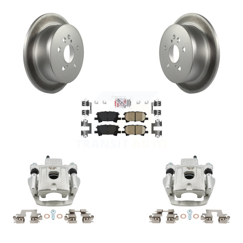 Rear Brake Caliper Coat Rotors & Ceramic Pad Kit For Lexus RX350 RX330 Toyota Highlander KCG-101026N