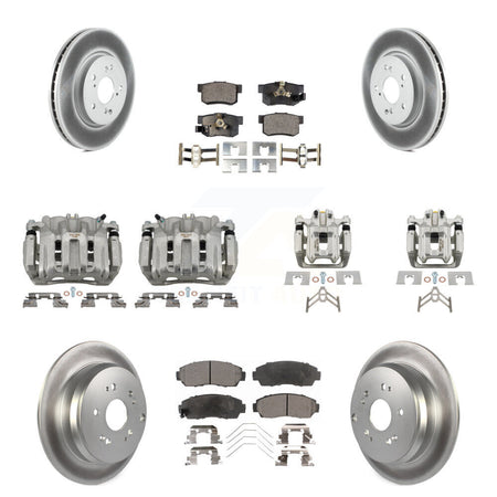 Front Rear Disc Brake Caliper Coat Rotor Semi-Metallic Pad Kit (10Pc) For Honda CR-V AWD KCG-101026P