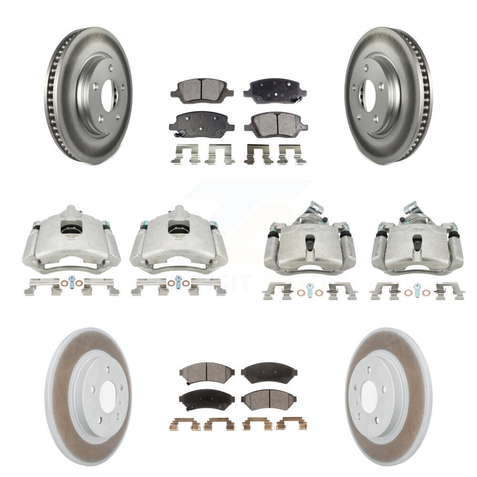 Front Rear Disc Brake Caliper Coated Rotors And Ceramic Pads Kit (10Pc) For 2005 Chevrolet Uplander Buick Terraza Saturn Relay FWD KCG-101026T