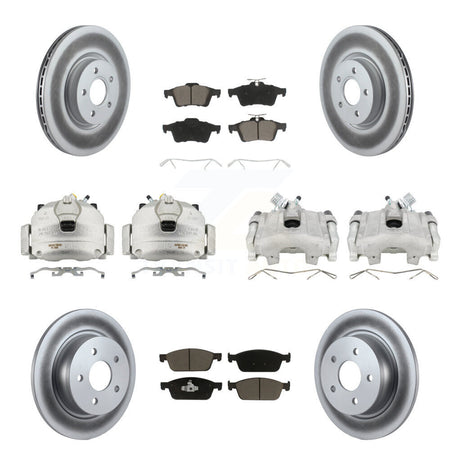 Front Rear Disc Brake Caliper Coated Rotors And Ceramic Pads Kit (10Pc) For Ford Escape KCG-101027C