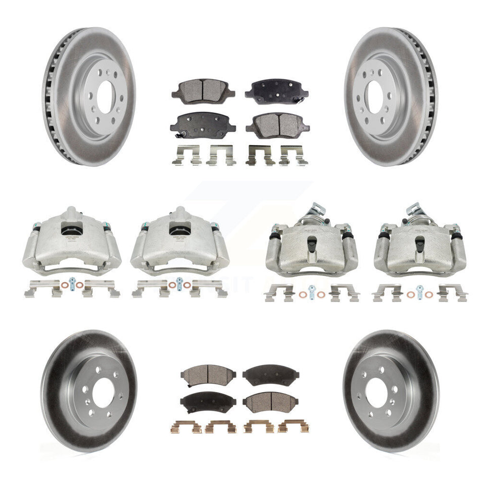 Front Rear Disc Brake Caliper Coated Rotors And Ceramic Pads Kit (10Pc) For Chevrolet Uplander Buick Terraza Pontiac Montana Saturn Relay KCG-101027T