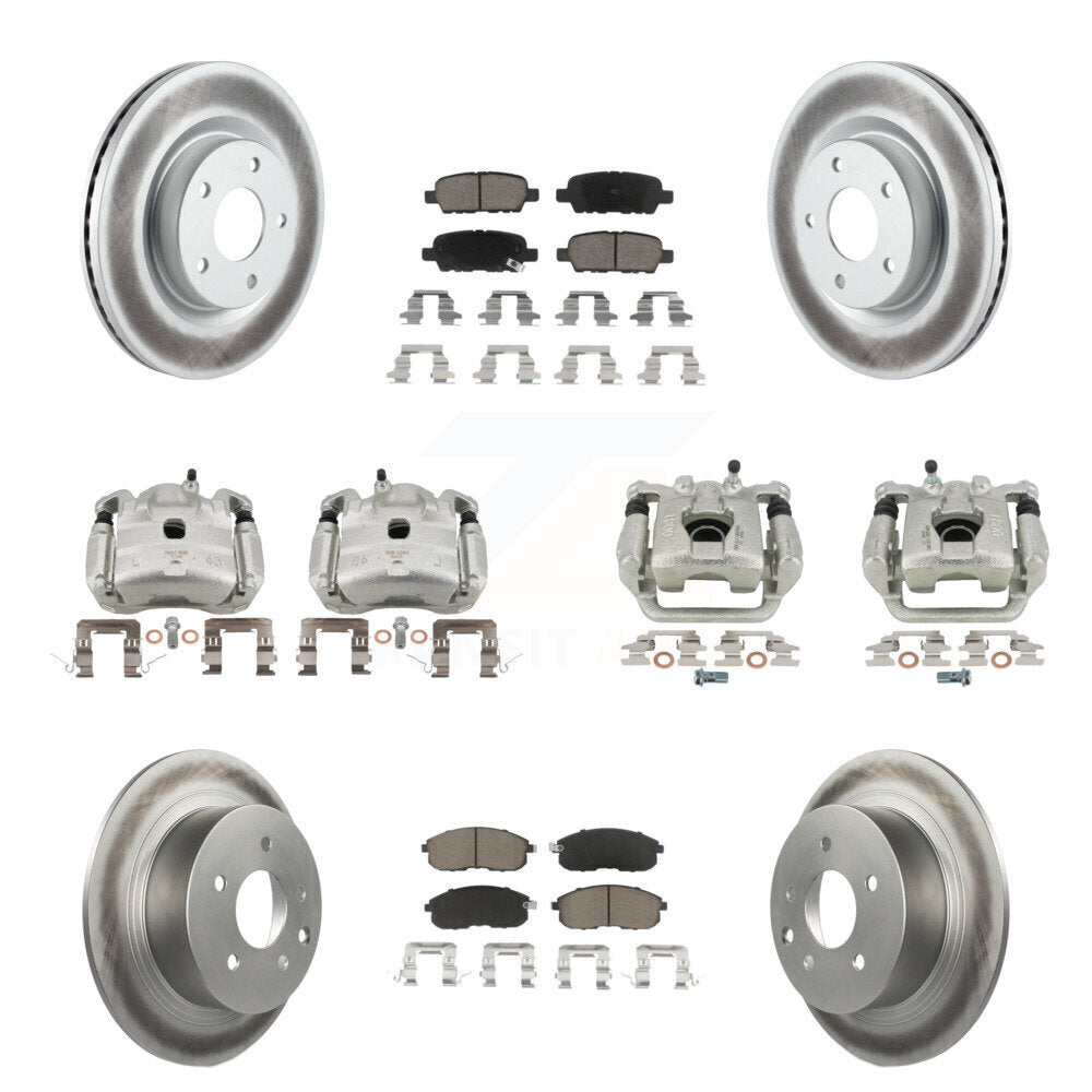 Front Rear Disc Brake Caliper Coated Rotors And Ceramic Pad Kit (10Pc) For Nissan Altima KCG-101029C