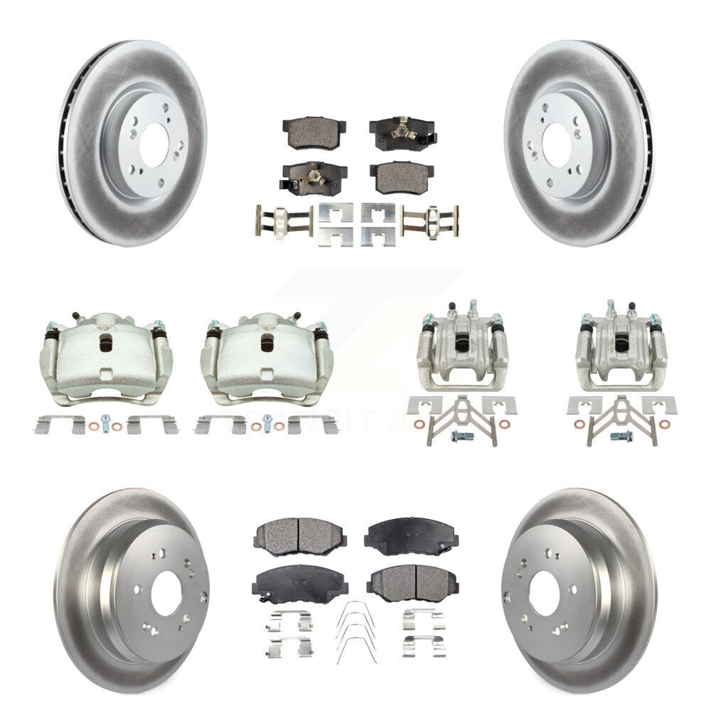 Front Rear Brake Caliper Coat Rotors & Semi-Metallic Pad Kit (10Pc) For 05-06 Honda CR-V KCG-101029P