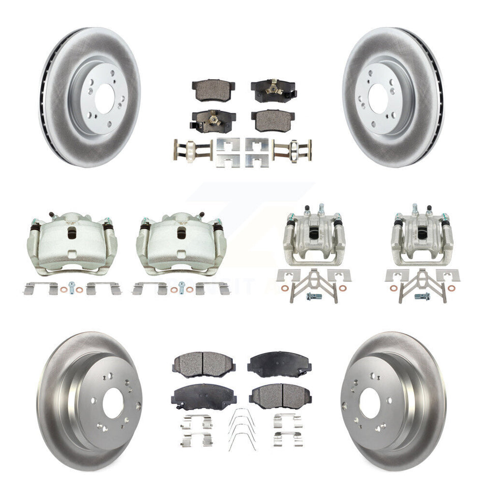 Front Rear Brake Caliper Coat Rotors & Semi-Metallic Pad Kit (10Pc) For 05-06 Honda CR-V KCG-101029P