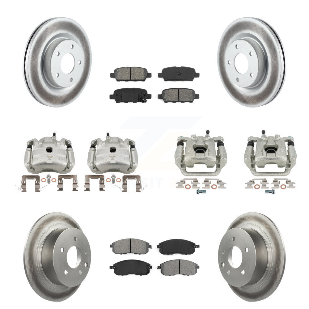 Front Rear Disc Brake Caliper Coat Rotors Semi-Metallic Pad Kit (10Pc) For Nissan Altima KCG-101029S