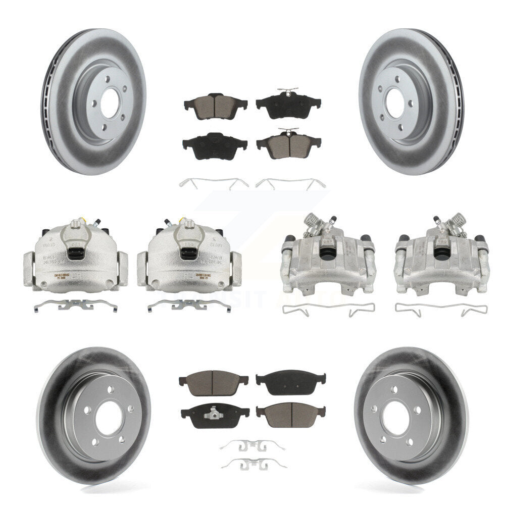 Front Rear Brake Caliper Coat Rotor & Ceramic Pad Kit (10Pc) For 2013-2018 Ford Focus ST KCG-101030C