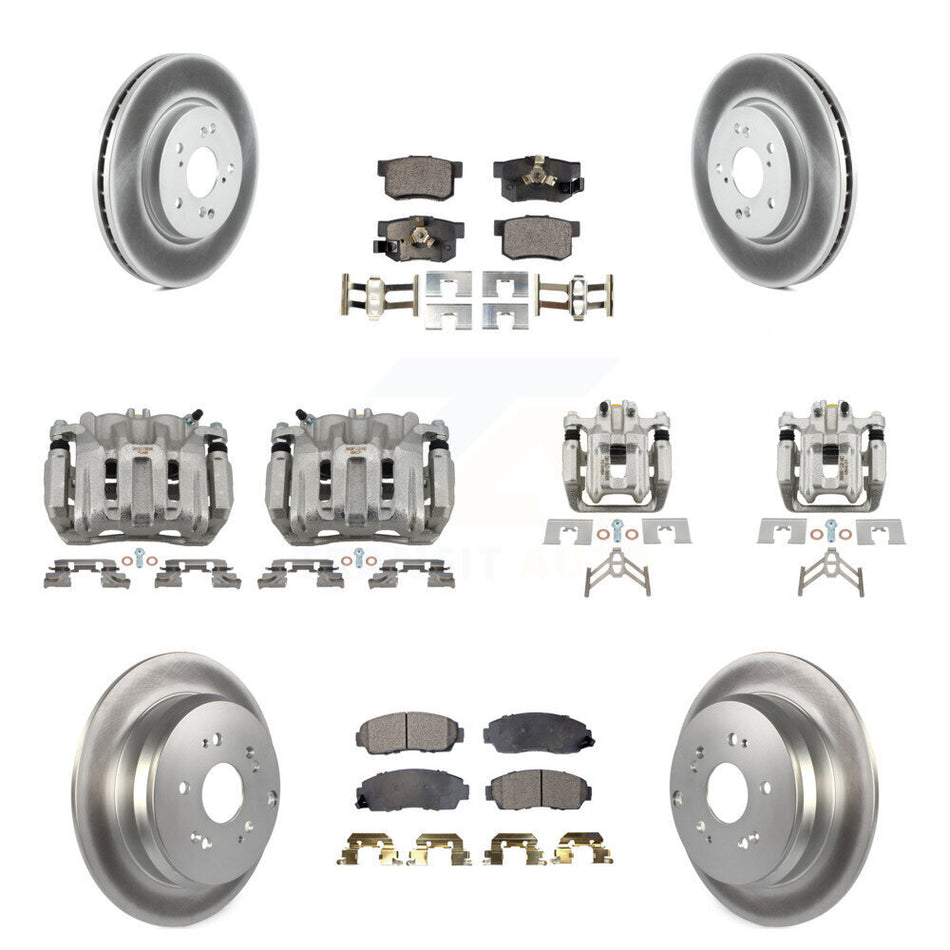 Front Rear Disc Brake Caliper Coat Rotor And Semi-Metallic Pad Kit (10Pc) For Honda CR-V KCG-101030P