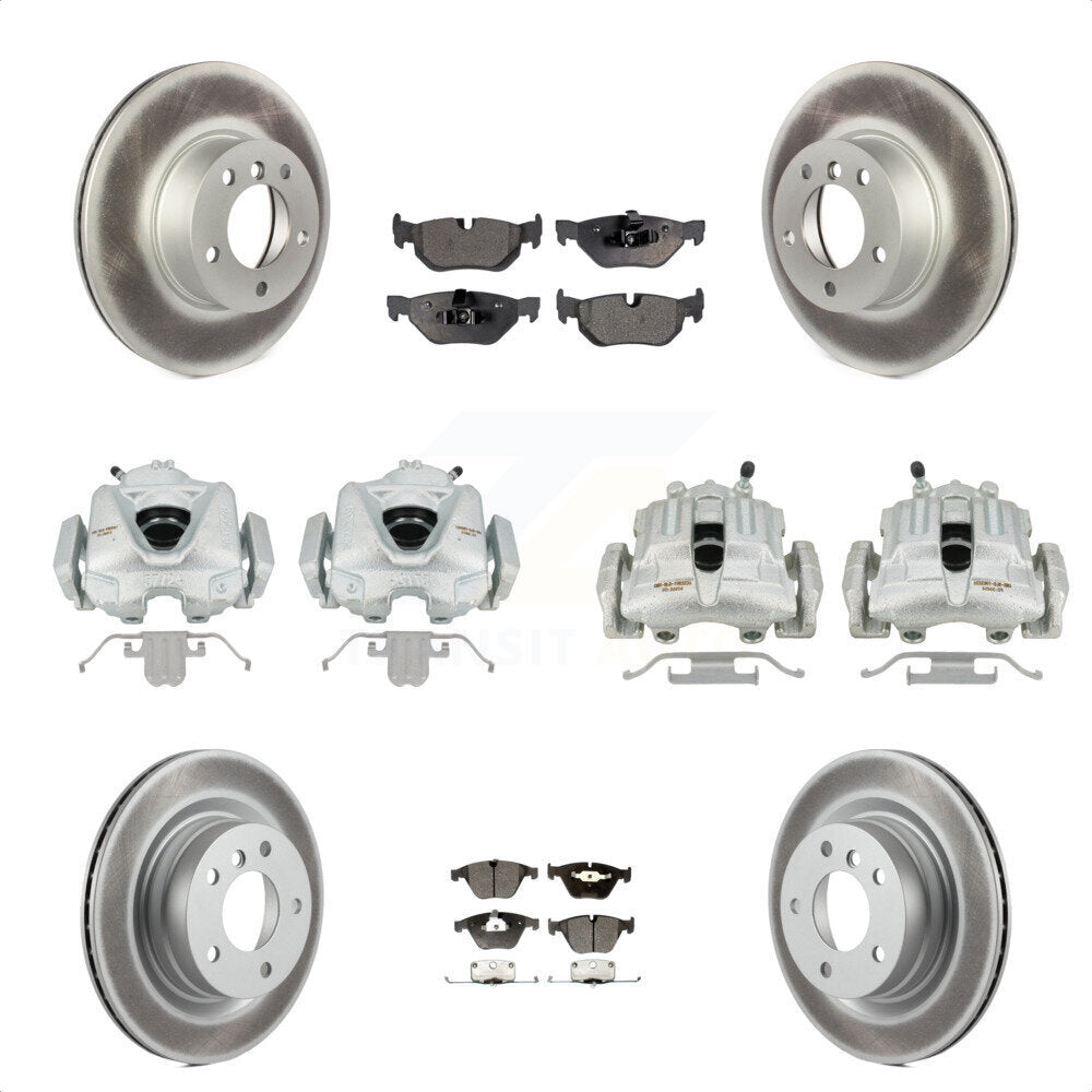 Front Rear Disc Brake Caliper Coated Rotors And Semi-Metallic Pads Kit (10Pc) For BMW 328i 323i KCG-101031P by Transit Auto