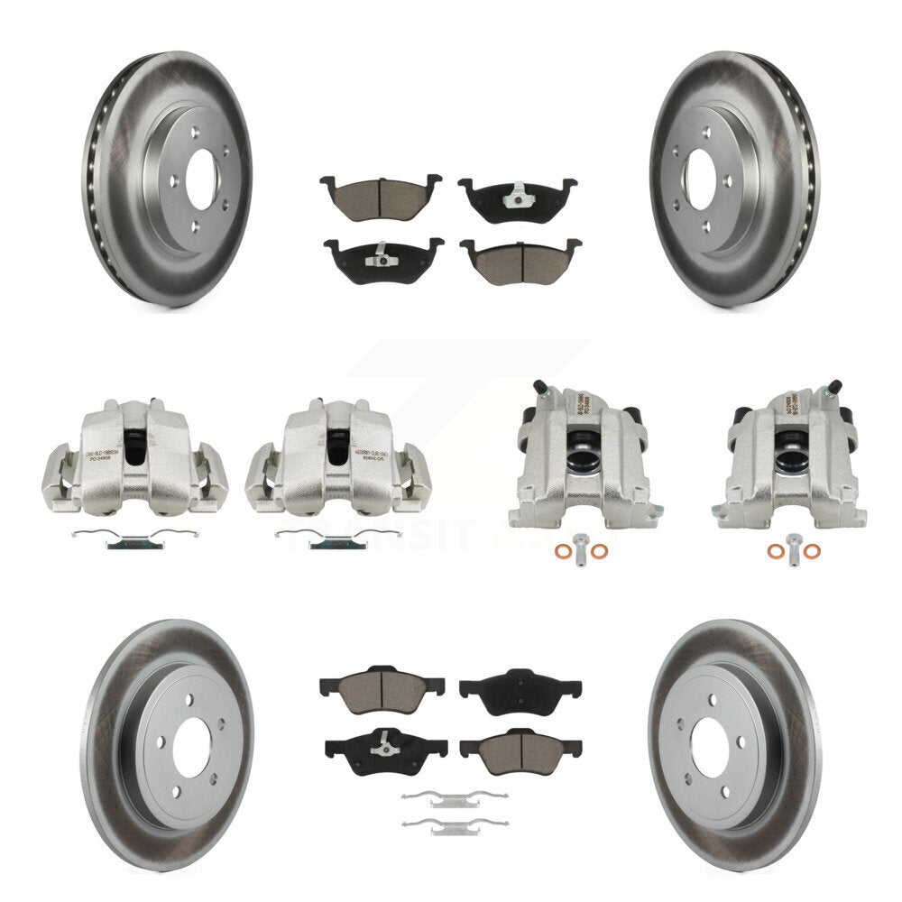 Front Rear Disc Brake Caliper Coat Rotors And Ceramic Pad Kit (10Pc) For Mercury Mariner KCG-101032C