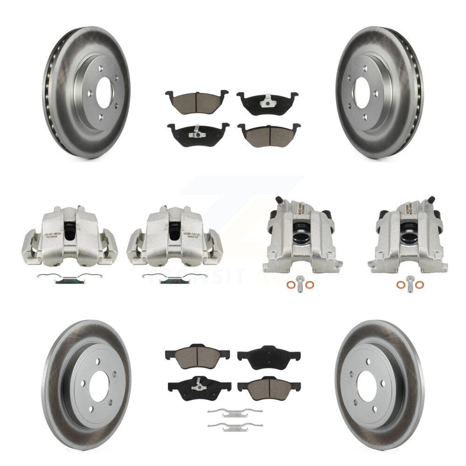 Front Rear Disc Brake Caliper Coat Rotors And Ceramic Pad Kit (10Pc) For Mercury Mariner KCG-101032C