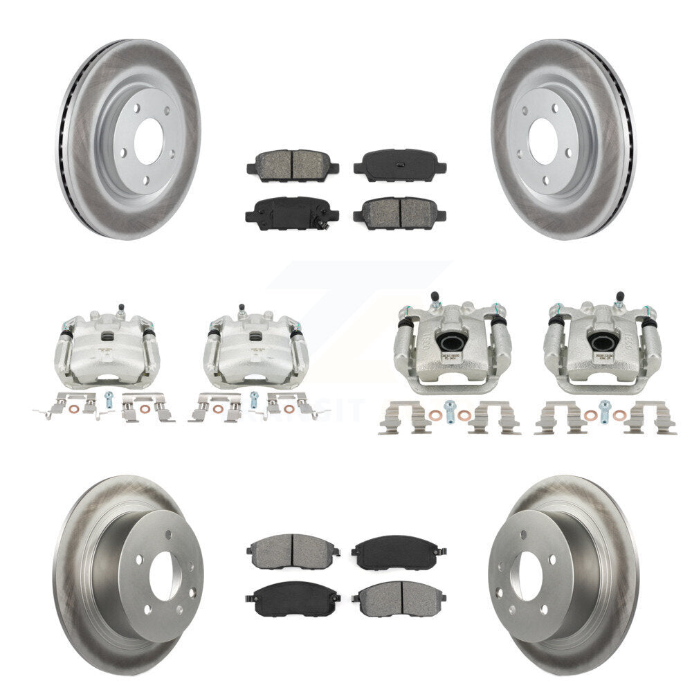 Front Rear Brake Caliper Coat Rotors Semi-Metallic Pad Kit (10Pc) For Nissan Sentra Juke KCG-101032S