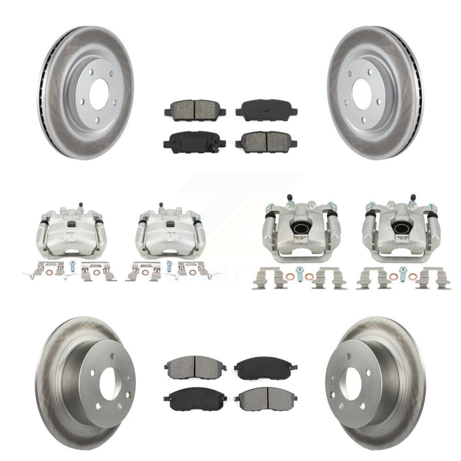 Front Rear Brake Caliper Coat Rotors Semi-Metallic Pad Kit (10Pc) For Nissan Sentra Juke KCG-101032S