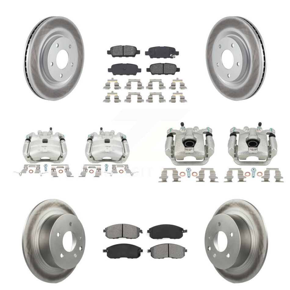 Front Rear Brake Caliper Coat Rotors Semi-Metallic Pad Kit (10Pc) For Nissan Sentra Juke KCG-101032S